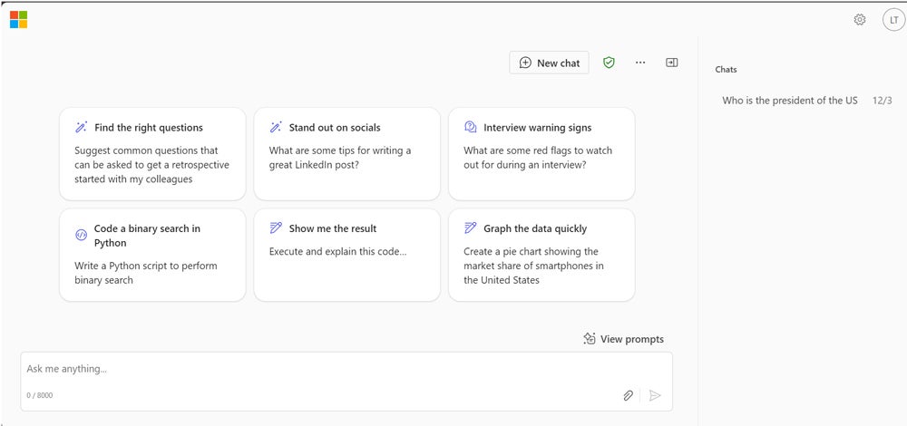 Microsoft Copilot interface.